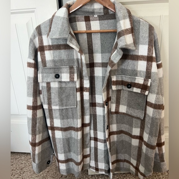 Plaid Button-Up Shacket - Picture 1 of 4